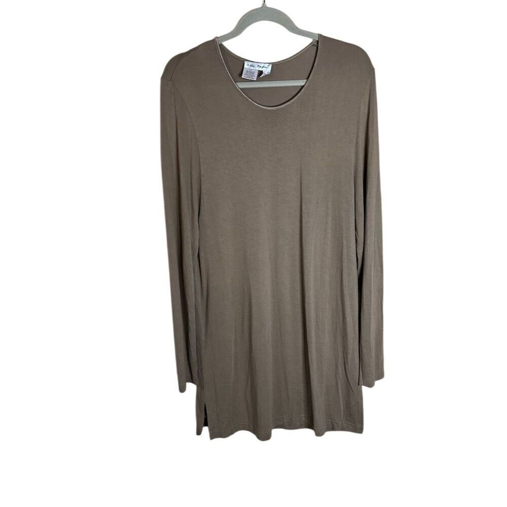 Ulla Popkin Plus Size Beige Long Sleeve Tunic dress Women's Casual Relaxed Fit